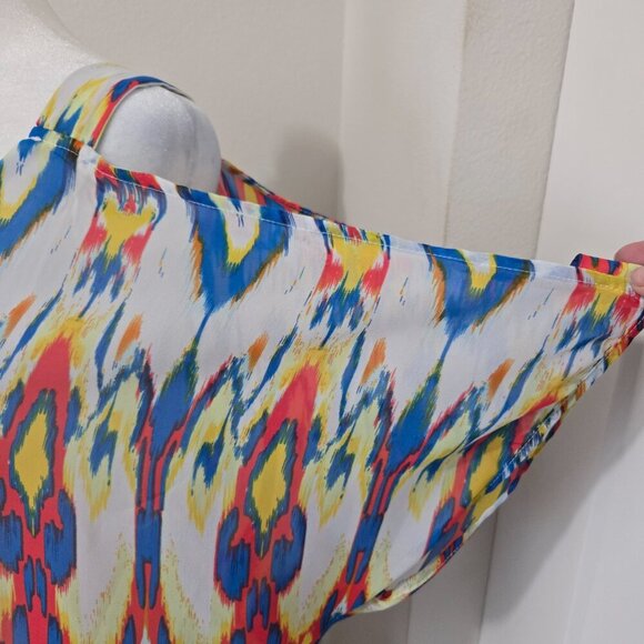 Bisou Bisou Michele Bohbot Multicolor Vneck Open Sleeve Lined Dress Sz 16 - Picture 3 of 13